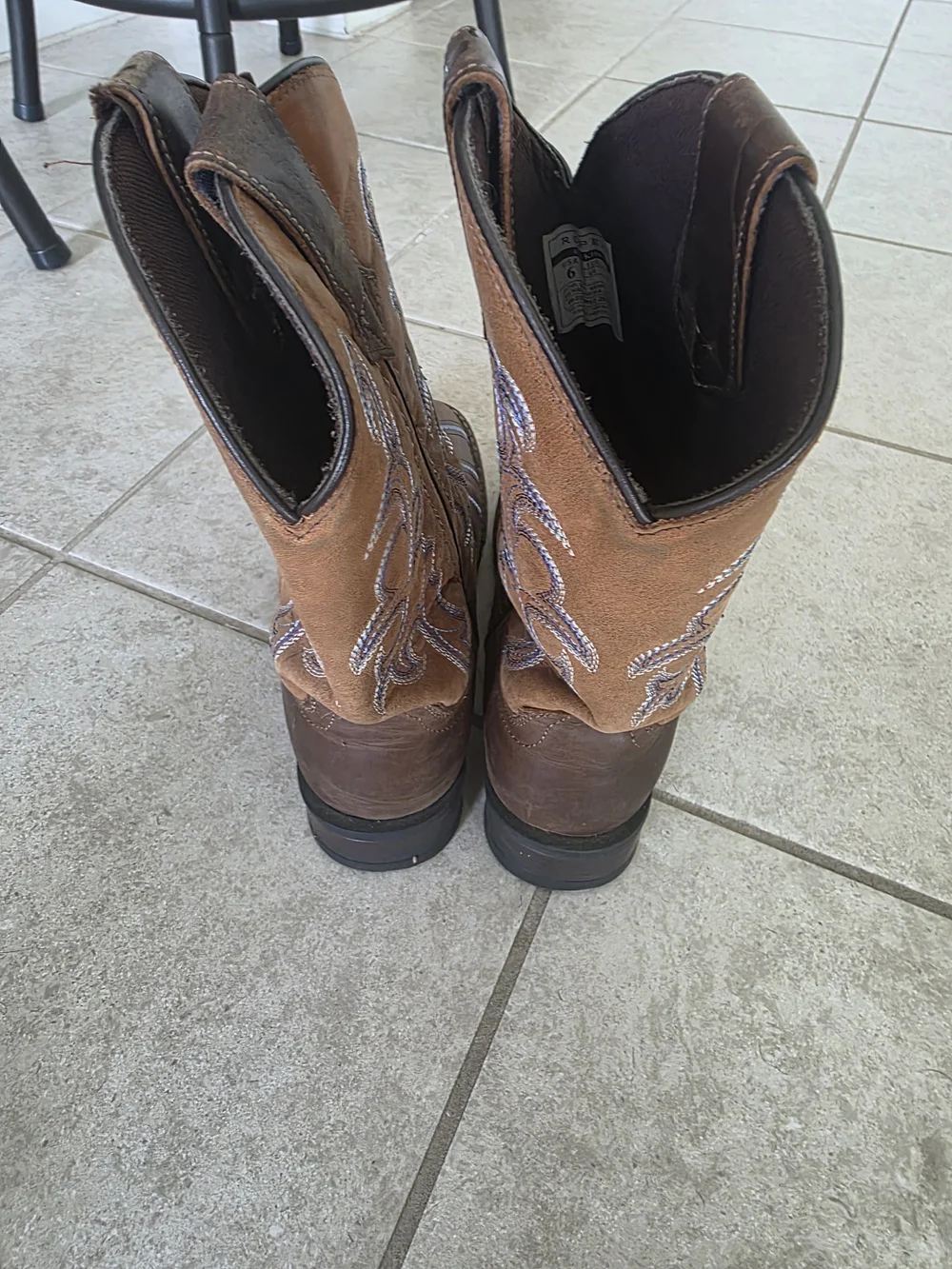 Roper Big Kids Burgundy Fabric-Lined Boot Interior
